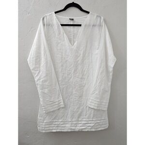 Patagonia Womens Size 12 Tunic Top Blouse White Long Sleeve‎ 100% Organic Cotton
